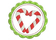 Stickdatei - Zuckerstangen Herz Button